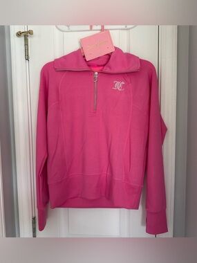 NWT Juicy Couture Pink Zip Pullover + Shorts Set Y2K It Girl Lounge XS